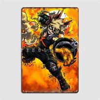 Katsuki Bakugo Metal Sign Customize Club Bar Wall Cave Poster Tin Sign Posters 20x30cm（7.8x11.8inch） black