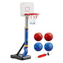 Yousheng Pool Basketball Hoop Toy Set with 4 Balls Inflator Adjustable Height Swimming Basketball Indoor Outdoor Garden Basketball Shoot Game Kit Boys mėlyna