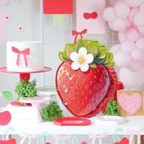 Strawberry Pinatas Jungle Party Decorations Summer Fruit Piñata for Fruit Theme Birthday Carnival Game Baby Shower Summer raudona