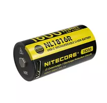 NITECORE akumuliatorius NL1816R 1600 mAh, 18350 tipas, su USB-C įkrovimo lizdu