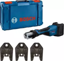Bosch akumuliatorinis vamzdžių presas GPT 18V-32 + TH 16/20/26 presavimo žnyplės, be akumuliatoriaus ir įkroviklio