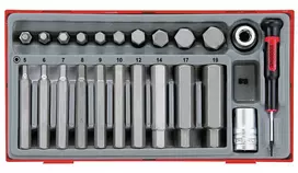 Šešiakampių antgalių komplektas Teng Tools TTHEX23, 23 dalys