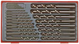 Metalo grąžtų komplektas Teng Tools HSS 1-13 mm, 28 dalių
