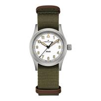 Hamilton Khaki Field Series Quartz Movement Luminous Watch 33mm White Dial Stainless Steel Case Canvas NATO Strap Unisex watches silver H69301910 White