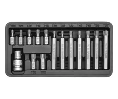 Torx antgalių rinkinys Yato su 1/2" adapteriu T20-T55, 15 dalių