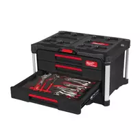 Milwaukee įrankių rinkinys PACKOUT™ su 4 stalčiais įrankių dėkle, 76 dalių