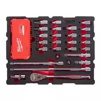Milwaukee patronų ir sukimo antgalių komplektas PACKOUT™ su stalčiais įrankių dėžėse 67 dalių