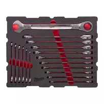 Milwaukee plokštelinių kilpinių rakto komplektas MAX BITE PACKOUT™ su stalčiais įrankių dėžėse 8-27 mm 17 dalių
