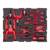 Milwaukee atsukų ir fiksavimo replių komplektas PACKOUT™ su stalčiais įrankių dėžėse, 44 dalių