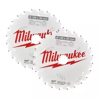 Pjūklo diskas medienai Milwaukee 190 x 30 x 1,6 mm, 24 dantys - 2 vnt.