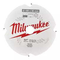 Pjūklo diskas Milwaukee 190 x 30 x 1,8 mm, 4 dantys, stiklo pluoštas/medžio drožlių plokštė/pluoštinio cemento plokštė