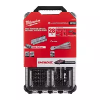 Milwaukee lizdų komplektas 1/4" PACKOUT dėkle, 28 dalių