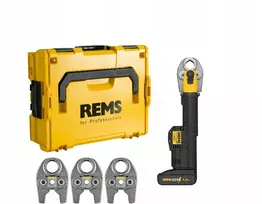 REMS vamzdžių presas Mini-Press S 22V ACC Basic-Pack plastikiniame dėkle + 3 presavimo galvutės