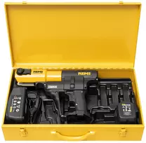 REMS vamzdžių presas Akku-Press 14V Basic-Pack iš plieno lakšto dėkle