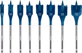 Plokštinių medienos grąžtų rinkinys Bosch EXPERT Self Cut Speed 12/16/18/20/22/25/28/32 mm, 8 dalių