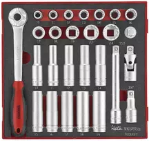 Lizdų komplektas Teng Tools 10-24 mm 1/2", 12-kampų, 27 dalių