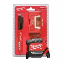 Milwaukee 5 m matavimo juosta su magnetu + Compact Torpedo 7,6 cm gulsčiukas + plono galo žymeklis