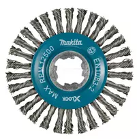 Makita diskinis plieninis šepetys 115 mm, tankiai supintas 0,5 mm plieninė viela, X-LOCK
