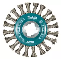 Makita diskinis šepetys 115 mm, pintas 0,5 mm nerūdijančio plieno viela, X-LOCK