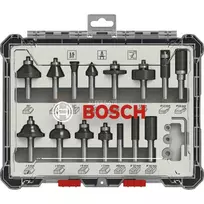 Bosch frezų rinkinys su 1/4" kotu, 15 dalių