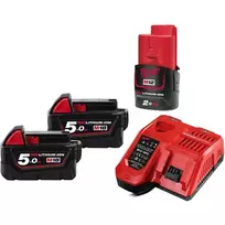 Milwaukee akumuliatorius M18 B5 2 x 5,0 Ah + M12 B2 1 x 2,0 Ah + M12-18 FC įkroviklis