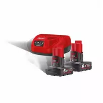 Milwaukee akumuliatorius M12 B6 2 x 6,0 Ah + C12 C įkroviklis