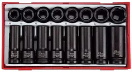 Smūginių lizdų komplektas Teng Tools 1/2" 13-24 mm, 20 dalių