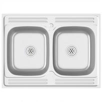 Dviguba virtuvės kriauklė Sidabrinė 800x600x155 mm Nerūdijantis plienas
