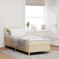 LED Box Spring Bed with LED Light Strips Cream 31.5  x 78.7  (80 x 200 cm) Fabric