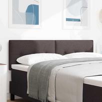 LED Headboard with LED Light Strips Dark Brown 160 cm Fabric