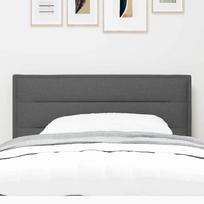 LED Headboard with LED Light Strips Dark Grey 90 cm Fabric