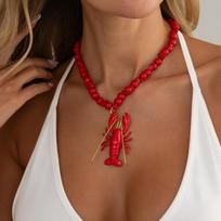 Bohemia Beach Vacation Style Color Dripping Oil Lobster Crab Pendant Necklace for Women Summer Fashion Dopamine Stacked Jewelry