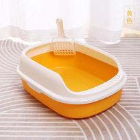 Strictly selected cat litter box pet supplies high edge cat litter box small semi-closed pet cat toilet cat litter plate 40*29*13.5CM geltona
