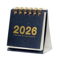 Mini stalinis kalendorius 2026 Stovas Atlenkiamas Mažas Stalinis Kalendorius 2026 m. sausis – 2026 m. gruodis 12 mėnesių kalendorius su dviguba spirale namams, biurui, mokyklai tamsiai mėlyna spalva