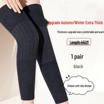 Thick Velvet Knee Pads: Warm Joint Protection for Cold Legs - Non-Slip, Unisex, Extended Length for Elderly Comfort L (140-170 lbs)