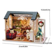 DIY Book Nook Shelf Wooden Case Christmas Doll House 3D Puzzle Assembly Building Model Bookshelf Insert Decor Toys for Xmas Gift