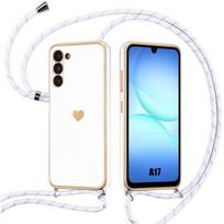 Case for Samsung Galaxy A17 4G/5G, Anti-Scratch Shockproof Silicone with White Shoulder Strap balta