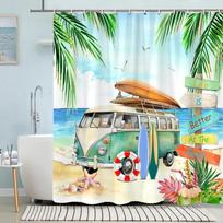 Turtle Shower Curtain Summer Beach Anchor Nautical Starfish Watercolour Art Creative Polyester Shower Curtains Bathroom Decor 90x180cm
