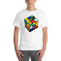 RUBICS RUBIX RUBIKS CUBE COLORFUL FUN GRAPHIC TREND Short Sleeve T-Shirt M
