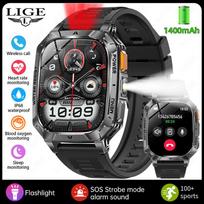 LIGE New Men's Smart Watch 2.01inch large Screen 1400mAh Large Sattery Bluetooth Calling Smart Watch Outdoor Sports Waterproof Smart Bracelet silicone strap juoda