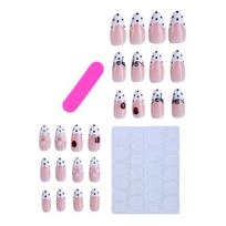 Yousheng 1 Set Flower Ladybugs Dotted Press on Nails Spring 3D Floral Stick-on Fake Nails Removable Full Cover Almond Glue on False Nails for 1