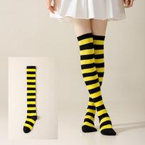 Women's Thigh-High Cross Stripe Socks for Halloween, Christmas, Carnival, Dance, and Japanese Style Festivals One Size