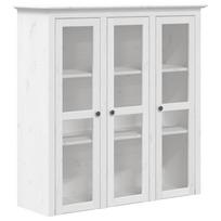 Glass Door Display Cabinet BODO White Solid Pine Wood