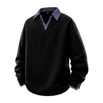 Big&Tall Men Sweatshirt Youth Fashion Plus Size Pullover V Neck Polo Sweatshirts Autumn Winter Loose High Streetwear 6XL 7XL 8XL M juoda