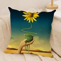 S-Salvador Dali Abstract Cushion Cover Silky Short Plush Invisible Zipper Dustproof Sofa Pillow Case For Home Decor Peach skin 18*18(CM)-1Pcs
