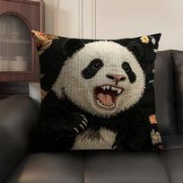 2D Scream Animals Retro Cushion Cover Natural Linen Organic Fabric Double-Sided Printing Sofa Home Decor Gift Pillow Case Peach skin 18*18(CM)-1Pcs