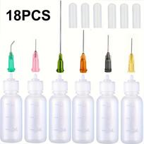 18 vnt klijų aplikatoriaus buteliukai su bukais galais ir dangteliais, tinka skysčiams, klijams, rašalui, 18pcs