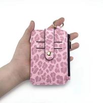 Leopard Print Card Slots Wallets Leather Card Holder Case Multicolor Business Bus Credit Card Bag Women Purses Men Purse rožinė