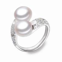 Double Pearl Rings Women daughter gift bridal black pearl ring