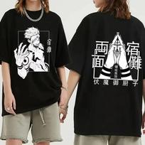 2024 Summer Anime Jujutsu Kaisen Fushiguro Toji Graphic T-shirt Men Women Fashion Oversized Shirts Male Manga Fashion Tshirt Top S juoda